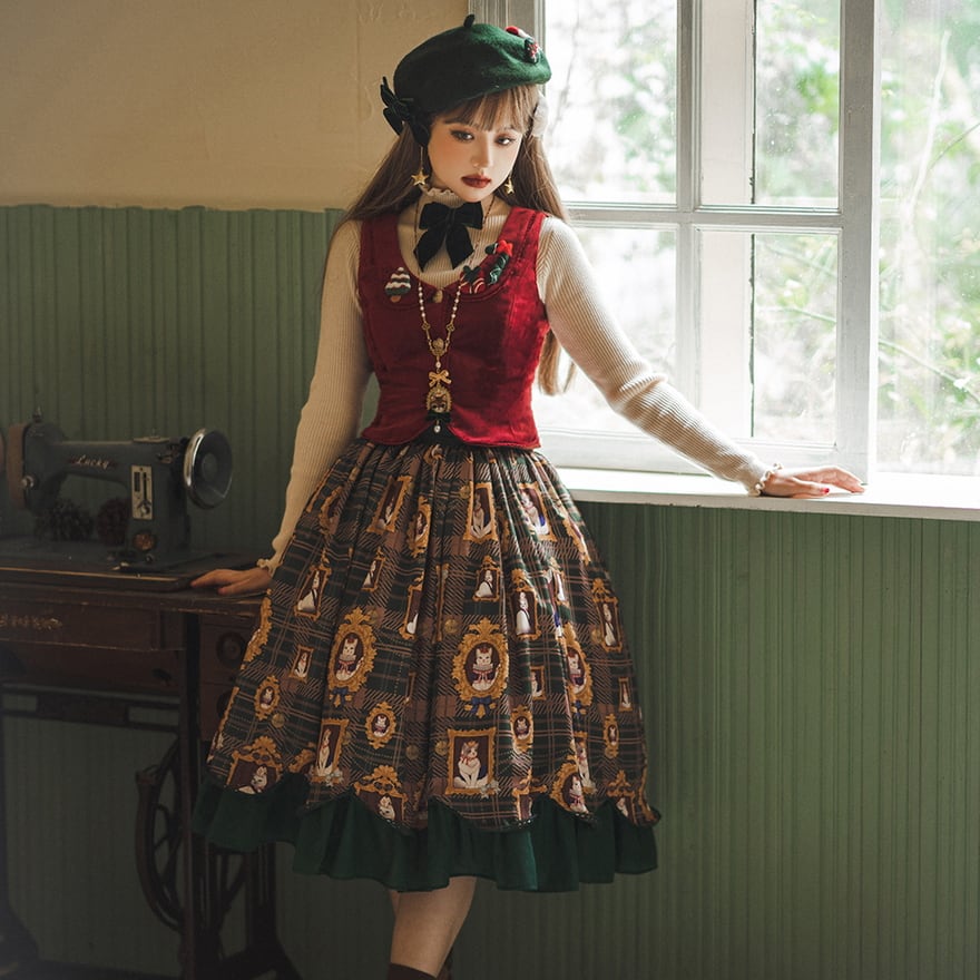 ゴスロリ通販 With U 森ガール ベスト バック編み上げ ベルベット