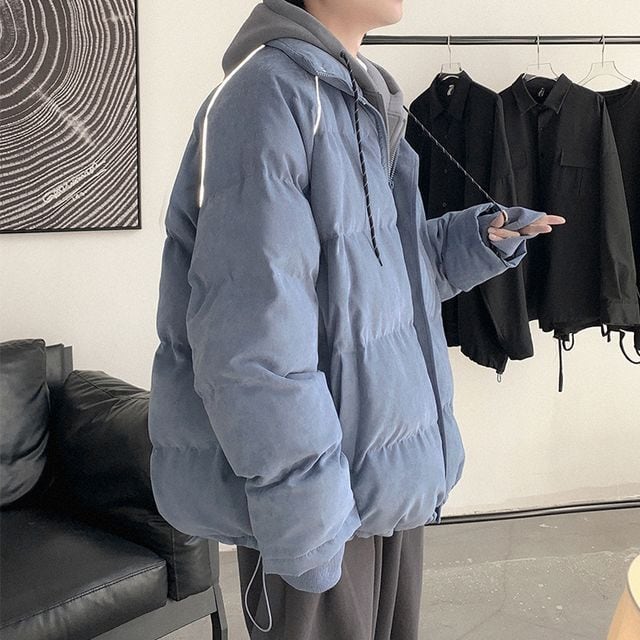 予約販売】ダウンジャケット 重ね着風 アウター 指穴 パーカー