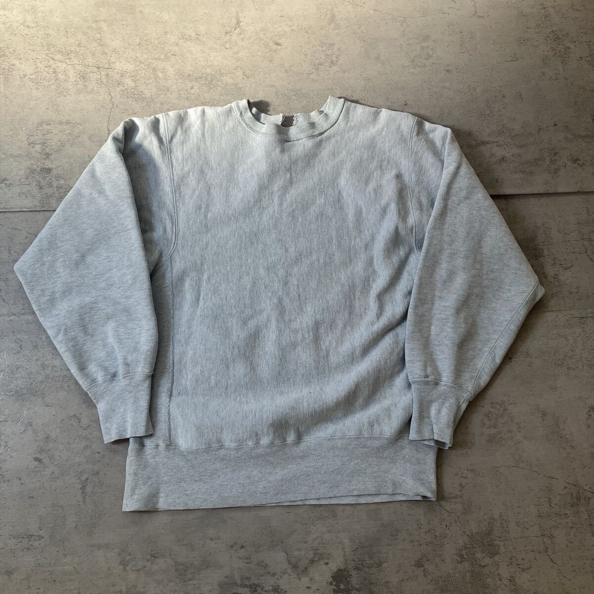R*様 Champion グレー クルーネック トレーナー　アメリカ製　米国製 80s USA製 Champion REVERSE WEAVE 無地 クルーネックスウェット