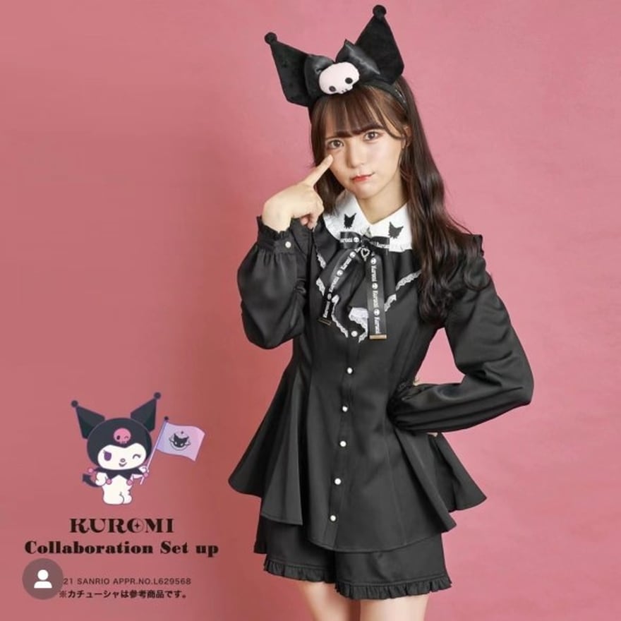 サブカル 服 地雷系 通販 セットアップ キュロットスーツ 刺繍 バック レースアップ 闇かわいい 地下アイドル