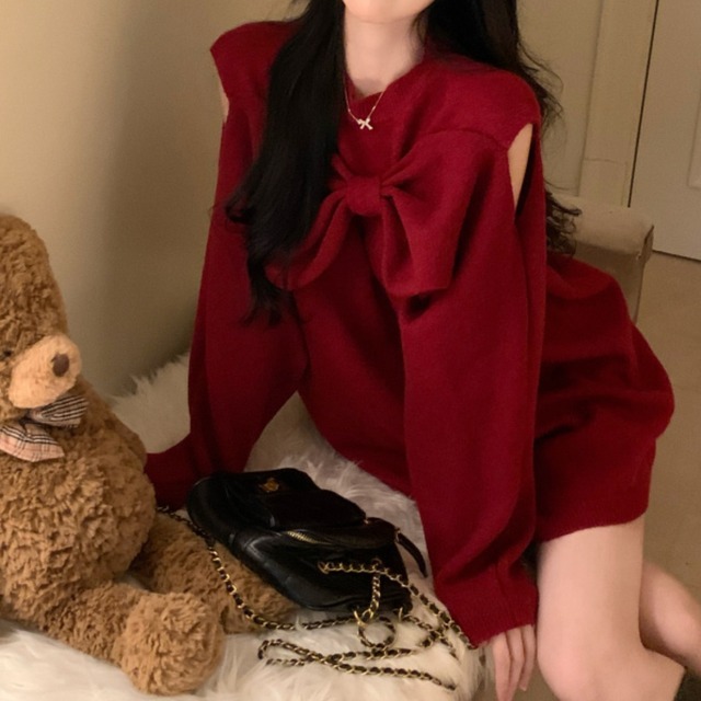 肩開きニットワンピース＊Z204