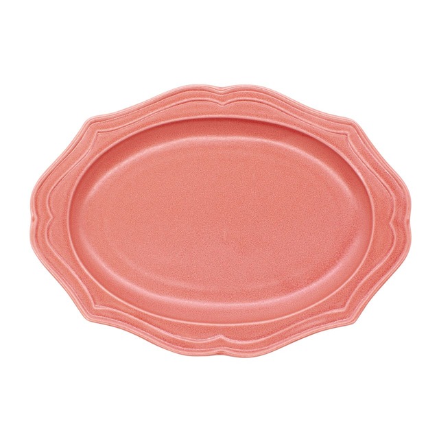 美濃焼 一洋陶園 カードル cadre 楕円 皿 プレート パスタ皿 約25×18cm ピンク マット 513-0070