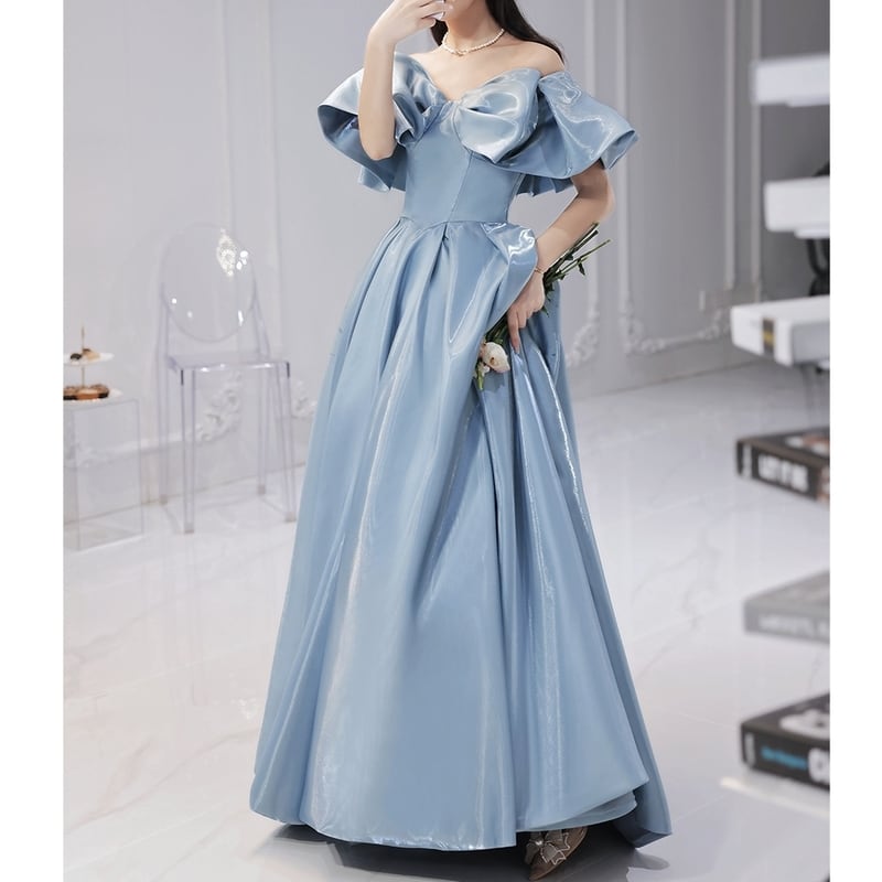 ビッグリボンオフショルダードレス D0163