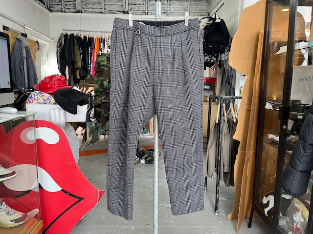 SOPH 2 TUCK CHECK EASY CROPPED PANT GREY MEDIUM 60600