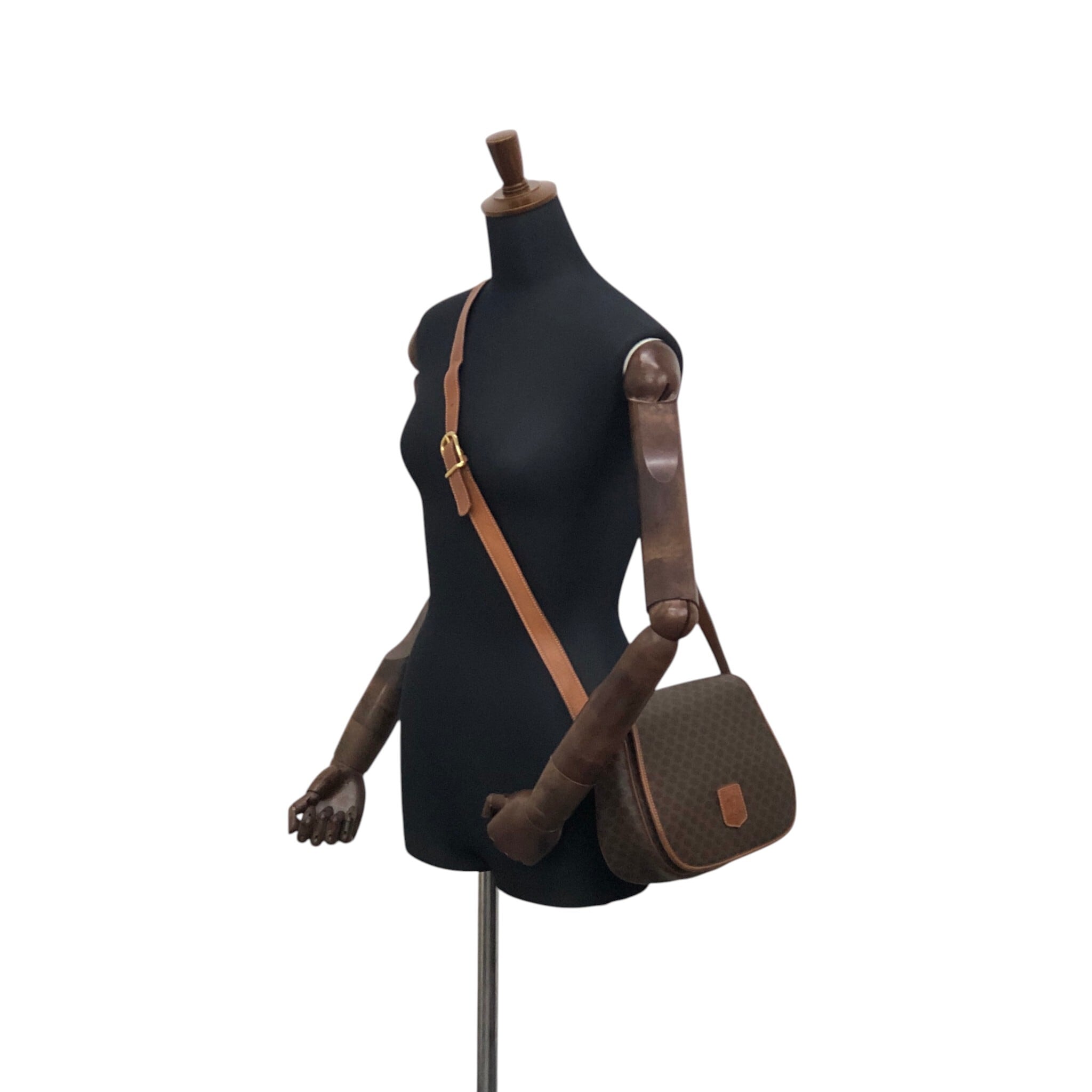 CELINE セリーヌ マカダム ショルダーバッグ ブラウン ブラゾン型押し