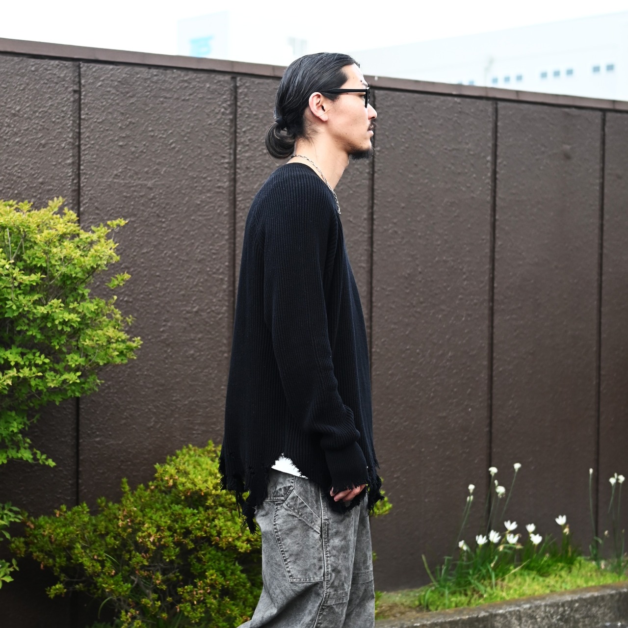 Leh / GANKO別注×damage waffle L/S sweater