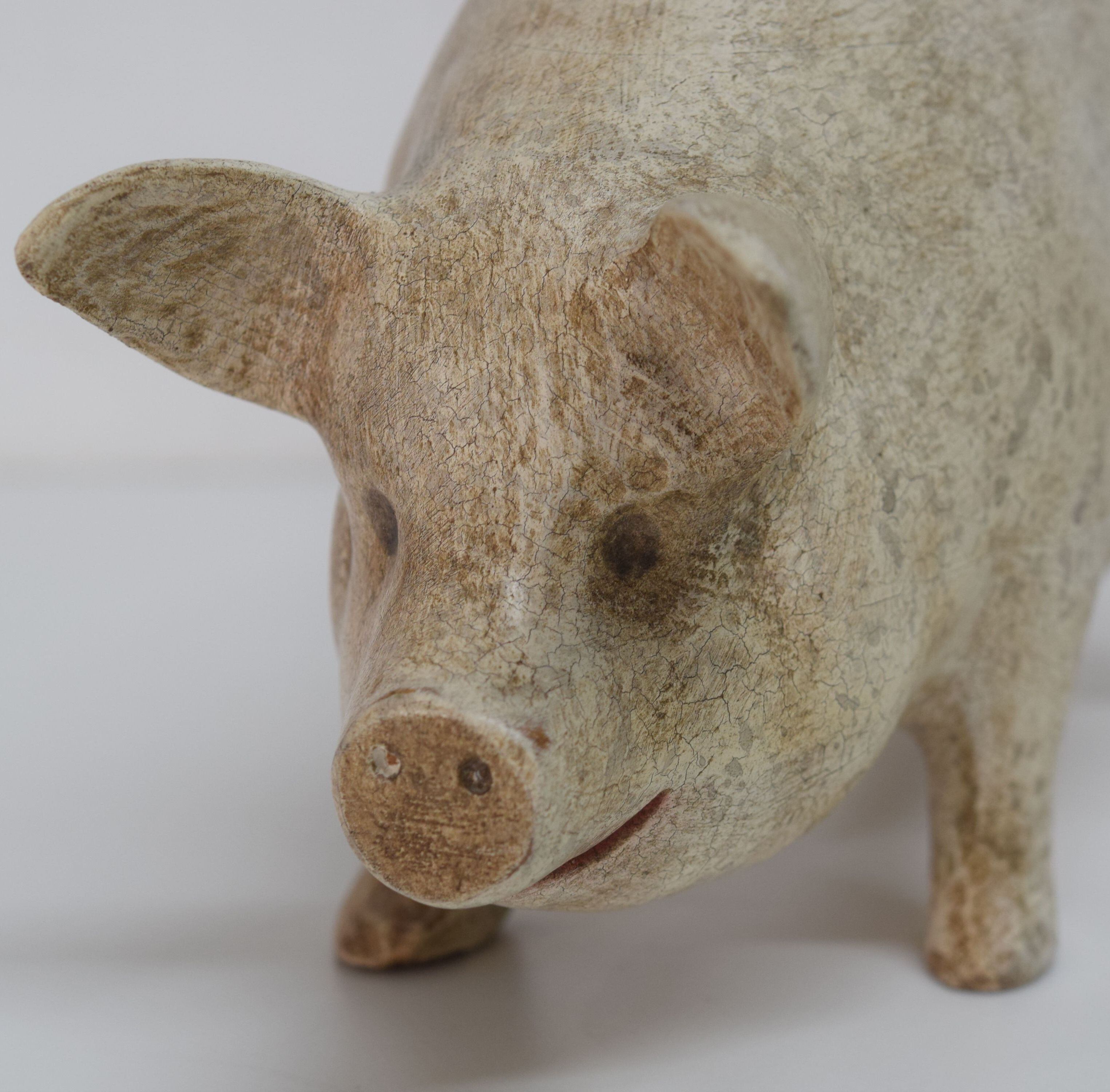 豚 木彫 置物-