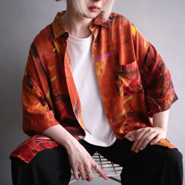 "夕焼け" good coloring art pattern loose h/s shirt