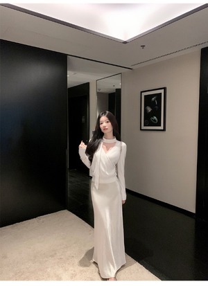 A-line draped long skirt【H00076】