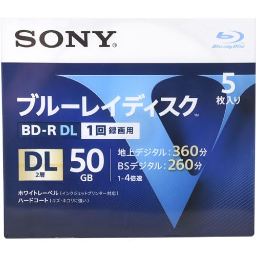 ソニー ブルーレイディスクBD-R4倍速2層 5枚 5BNR2VLPS4 | geisha Cat*