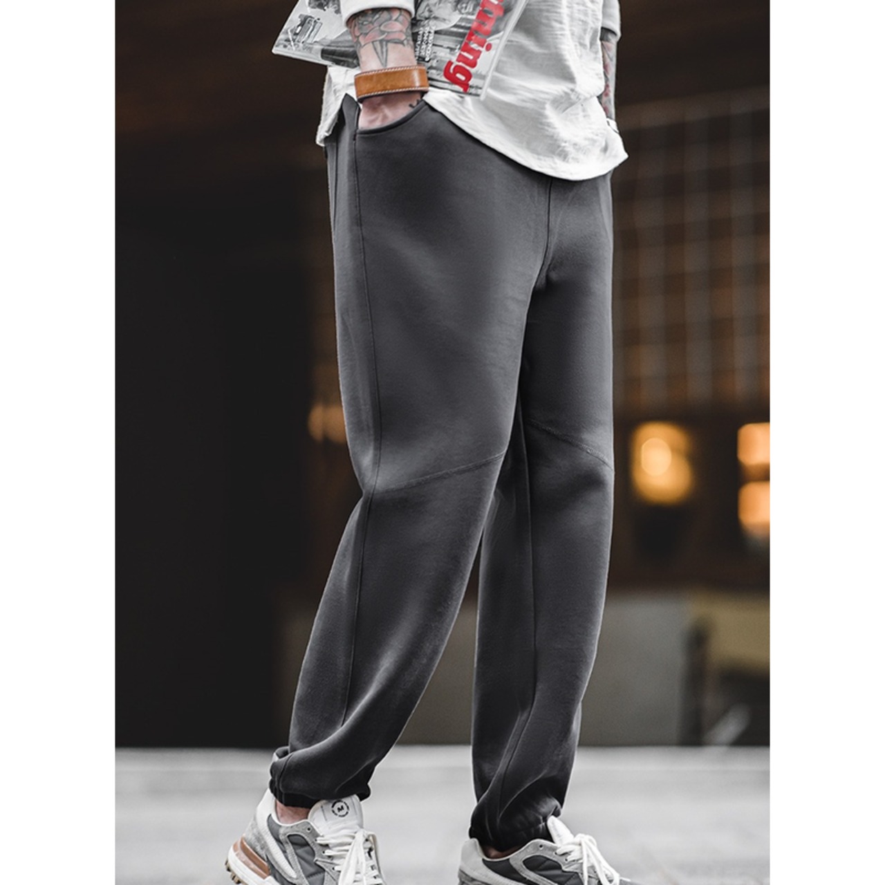 Tapered Silhouette Sweatpants Elastic Waist ◇2color H0286