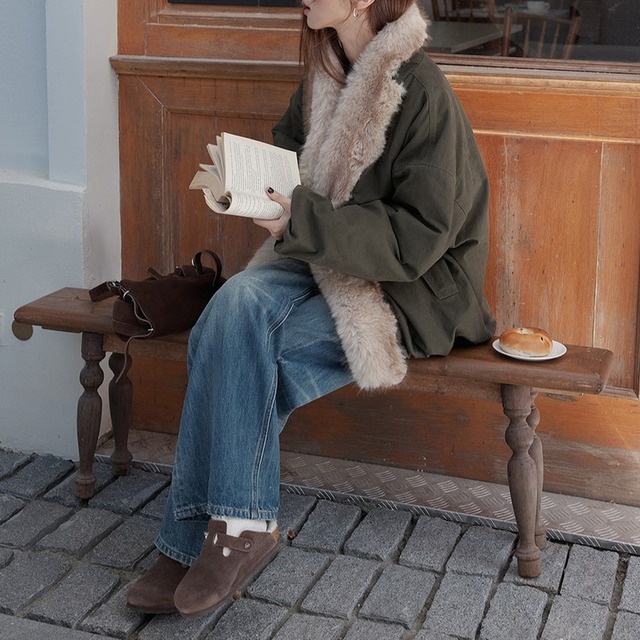 ファーカラー中綿ワークブルゾン 2color [am03546]