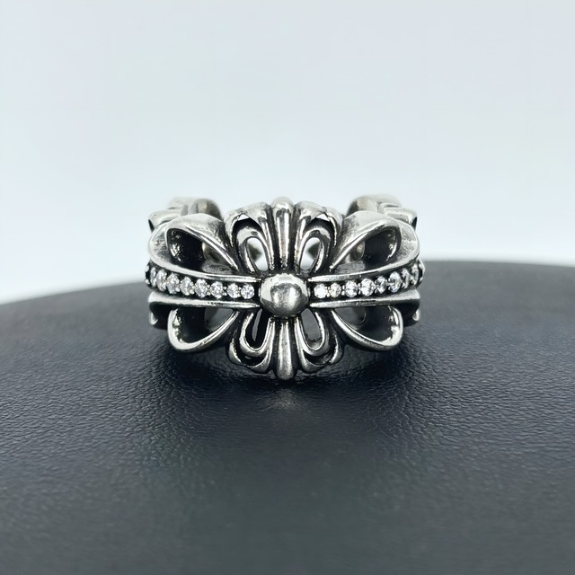 フレア クロス リング ホワイトジュエリー入り sv925