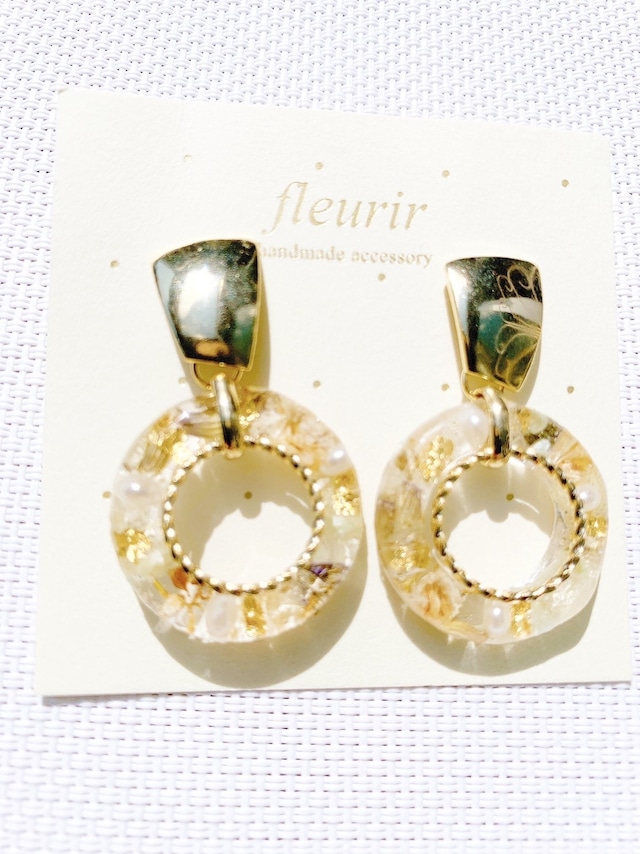 fleurir ゴールド×フラワーリングピアス