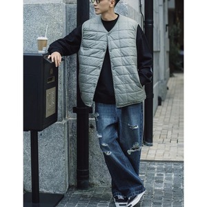 Quilted snap button vest 1533