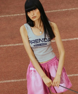 [PRENDA] PDC LOGO RIBBED SLEEVE LESS GRAY