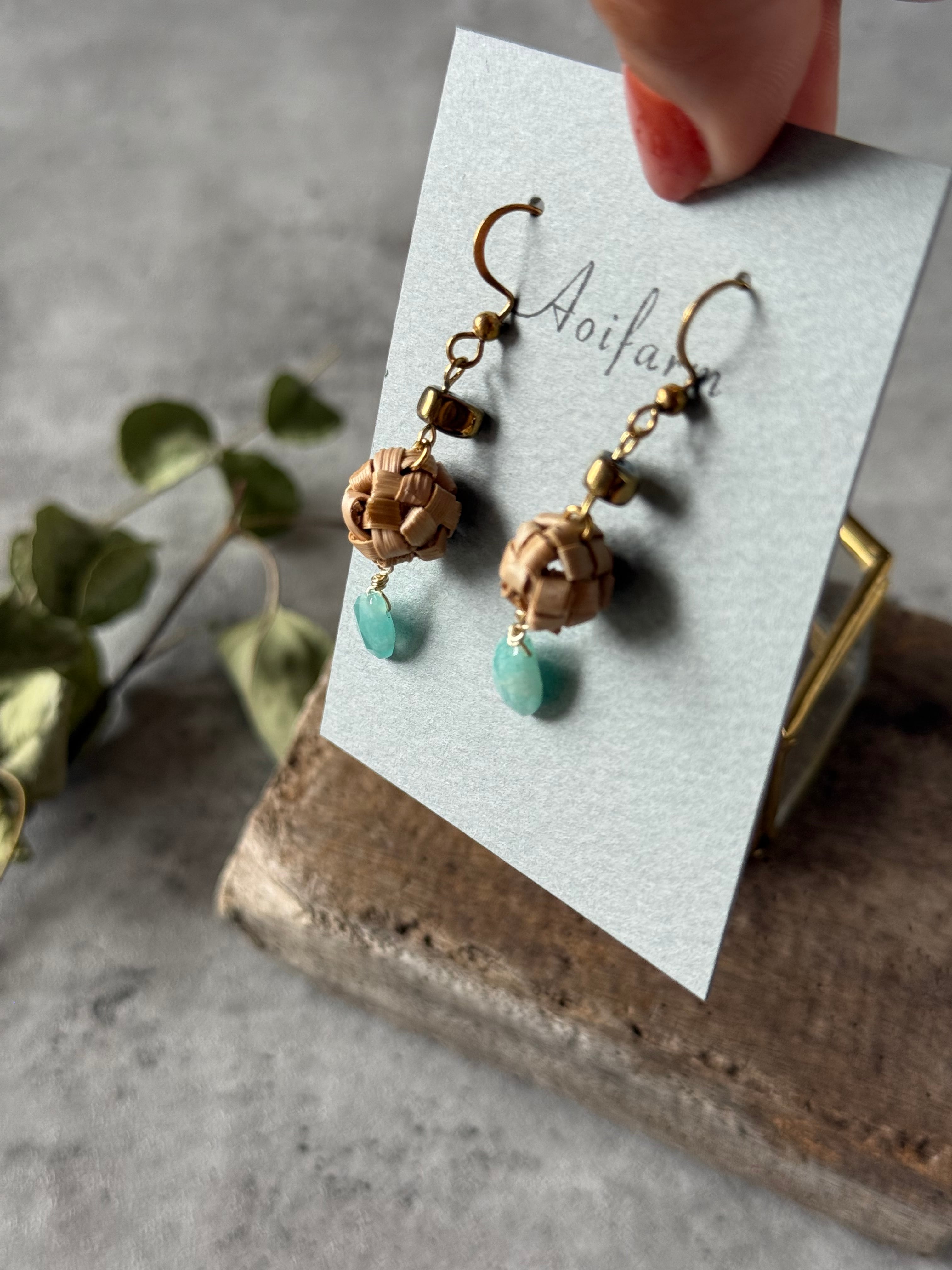 asumi 月桃×アマゾナイト ピアス | AOIFARM