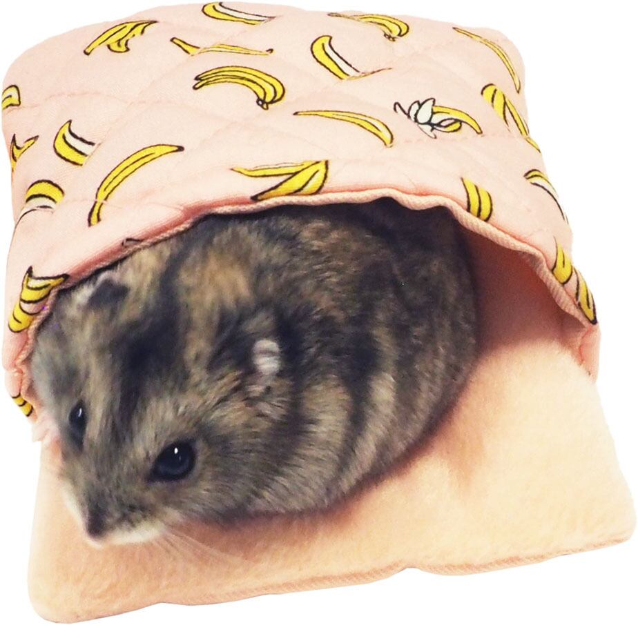 【小動物】 ジャンガリアンのプチ寝ぶくろバナナ ピンク/ホワイト