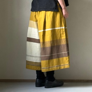 13)  ワイドパンツ ショート ポケット  コットン  YE/BR  玉木新雌 tamaki niime