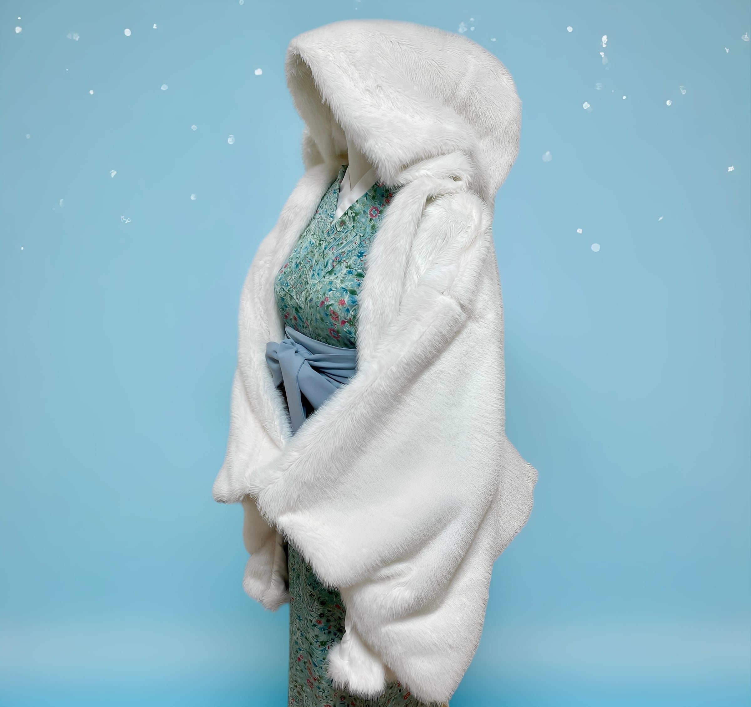 フェイクファーフード羽織 ホワイト | MISAMARU