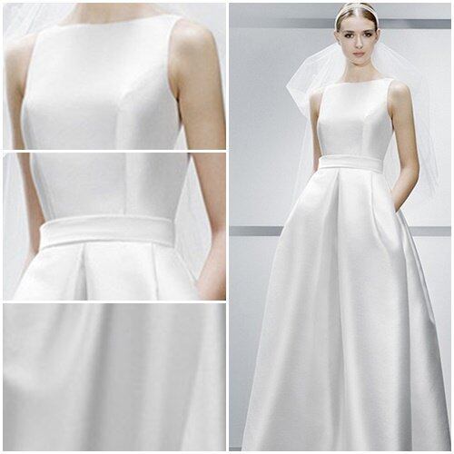 バックシャン ウェディングドレス ノースリーブ ロング シンプル ウェディングドレス 結婚式 二次会 パーティー ロングドレス V