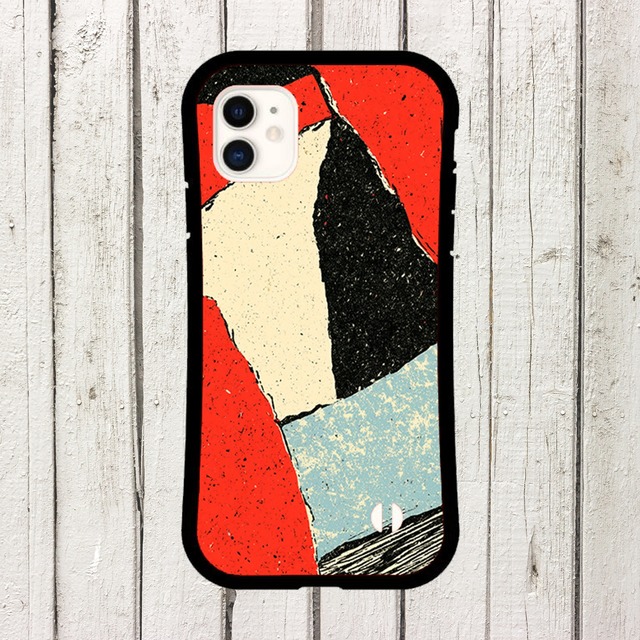 受注生産 iPhoneケース 大胆な赤黒コラージュ｜抽象紙もの ZINE002A