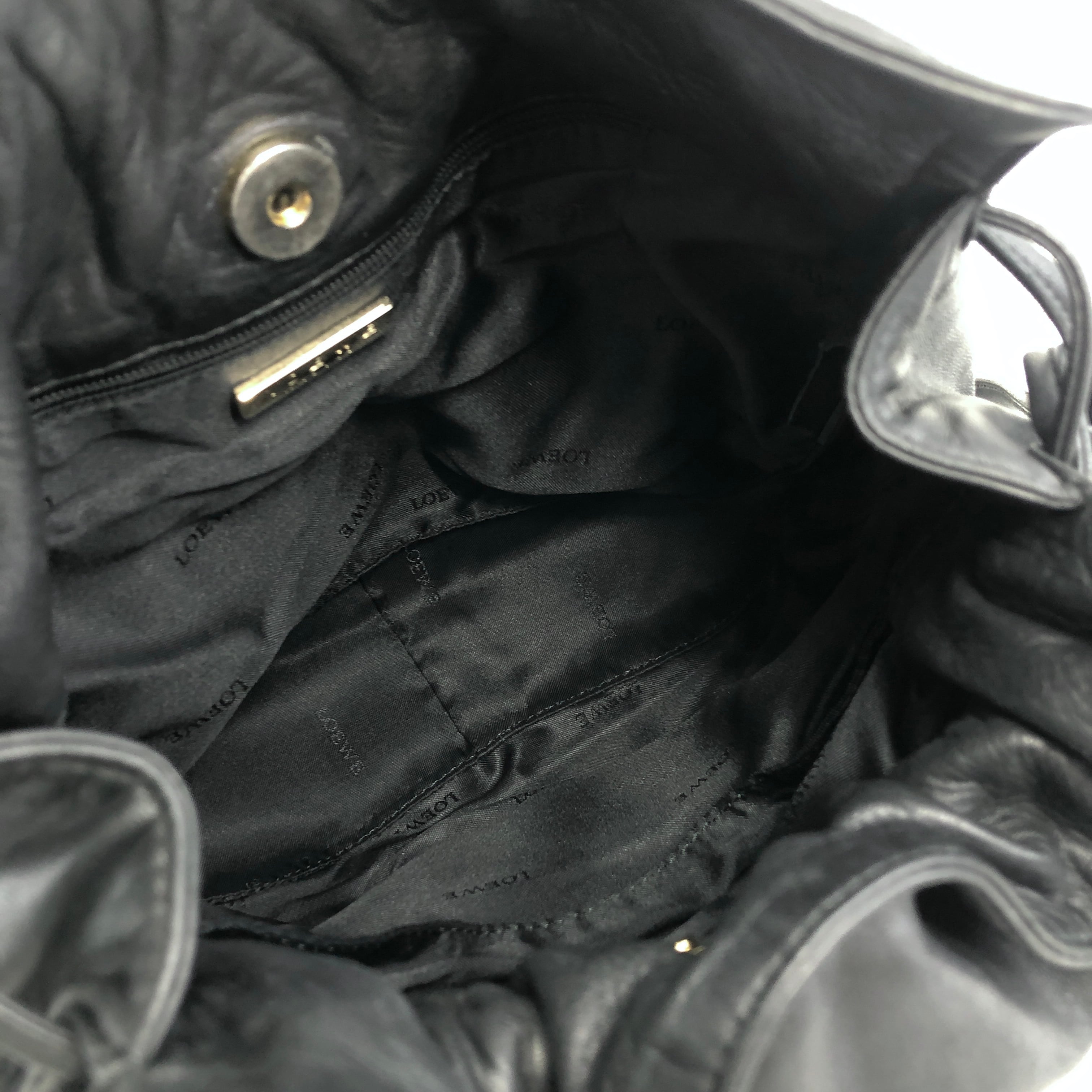 LOEWE ロエベ アナグラム レザー 巾着 ショルダーバッグ ブラック