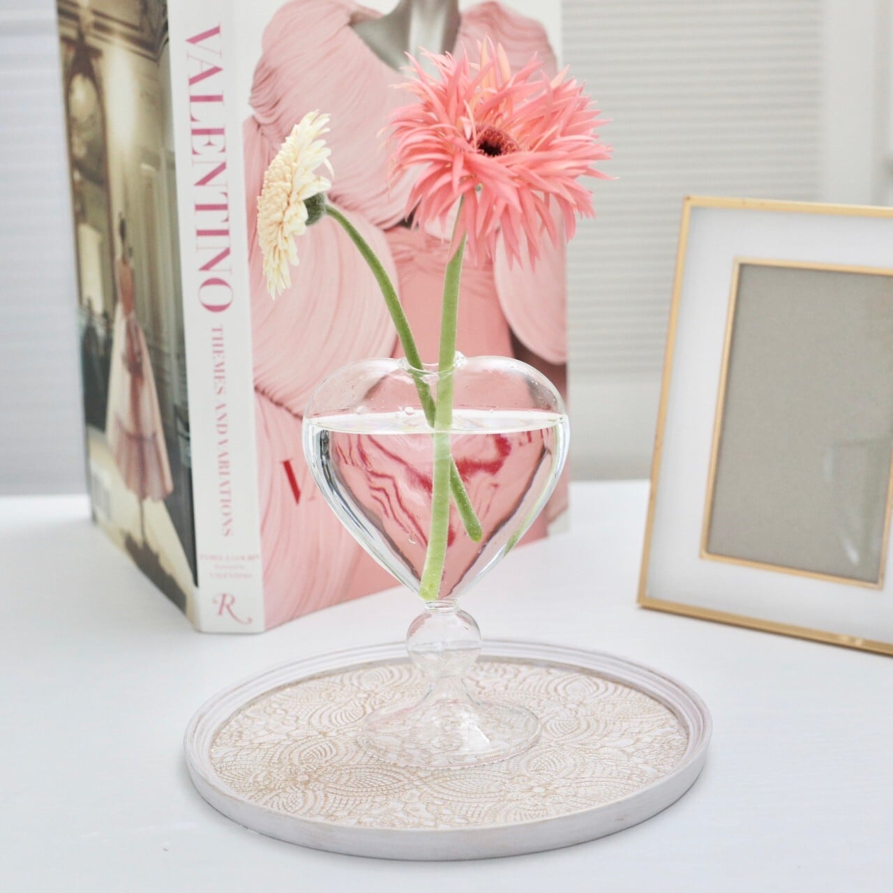 Heart glas flower vase / ハートガラスフラワーベース | BONNE CHANCE