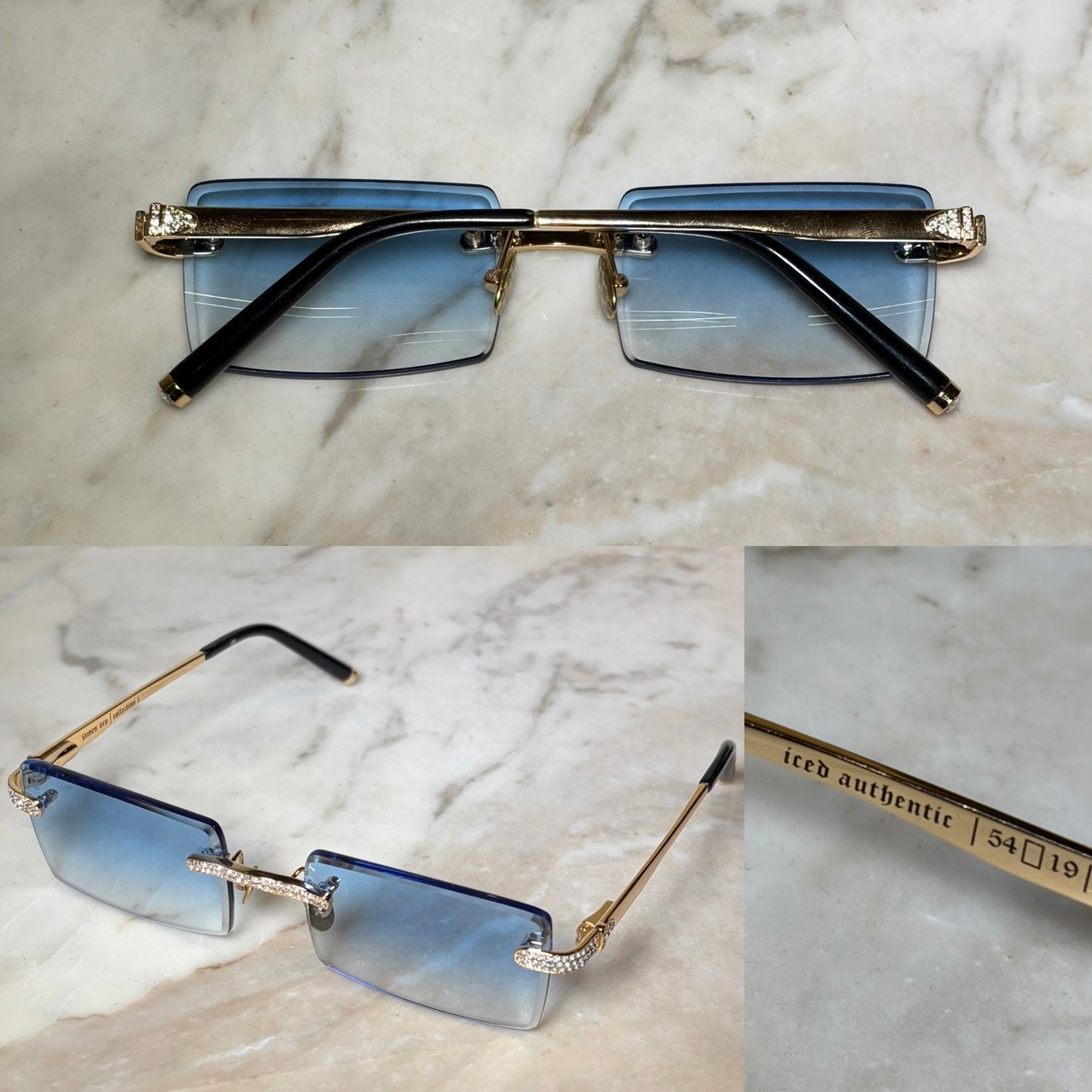 JAMES ORO rimless sunglasses "iced authentic"