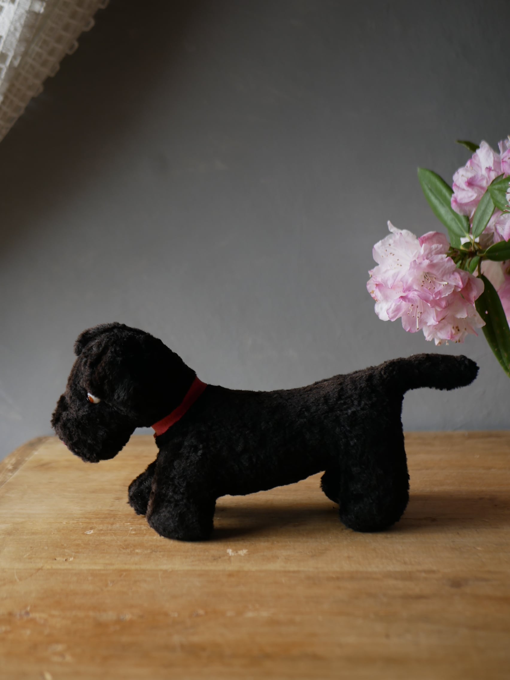 ドット柄のワンちゃん 犬 アンティークトイ ぬいぐるみ フランス