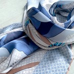 スカーフ　ピエール・カルダン　青系レトロ大柄　シルクスカーフ 12accs17