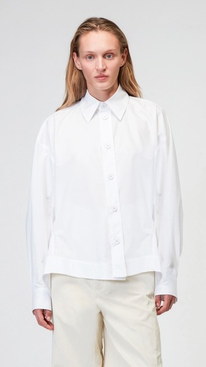 ROBERTO COLLINA -Over Shirt With Curved Hem- :BIANCO, :NERO