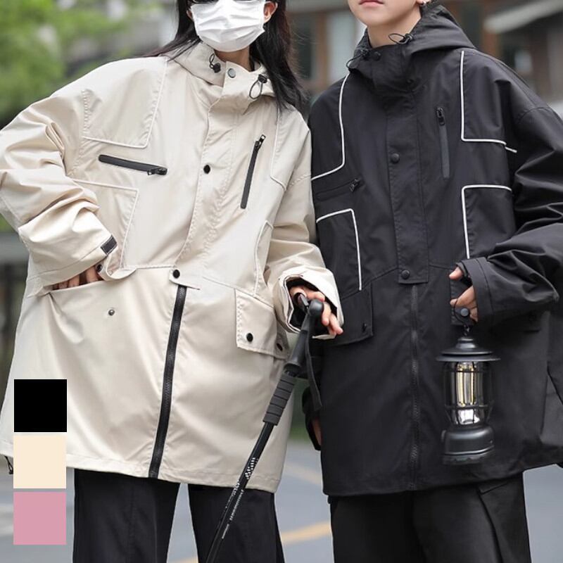 ユニセックスブルゾン ワッシャーアウターカップル 韓国系 S3969 韓国系ユニセックス マウンテンパーカー カップル 3色[S2553