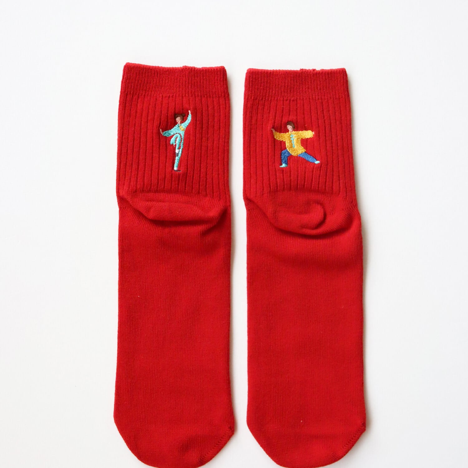 カンフー刺繍 ショートソックス（2足組） | ホホホ座 西田辺 絵本