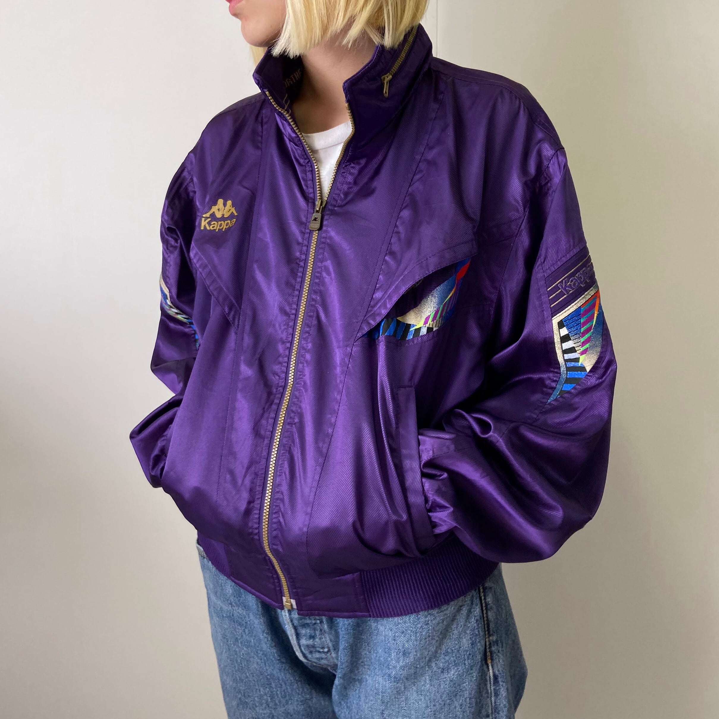 KAPPA 90s ナイロンジャケット navy purple