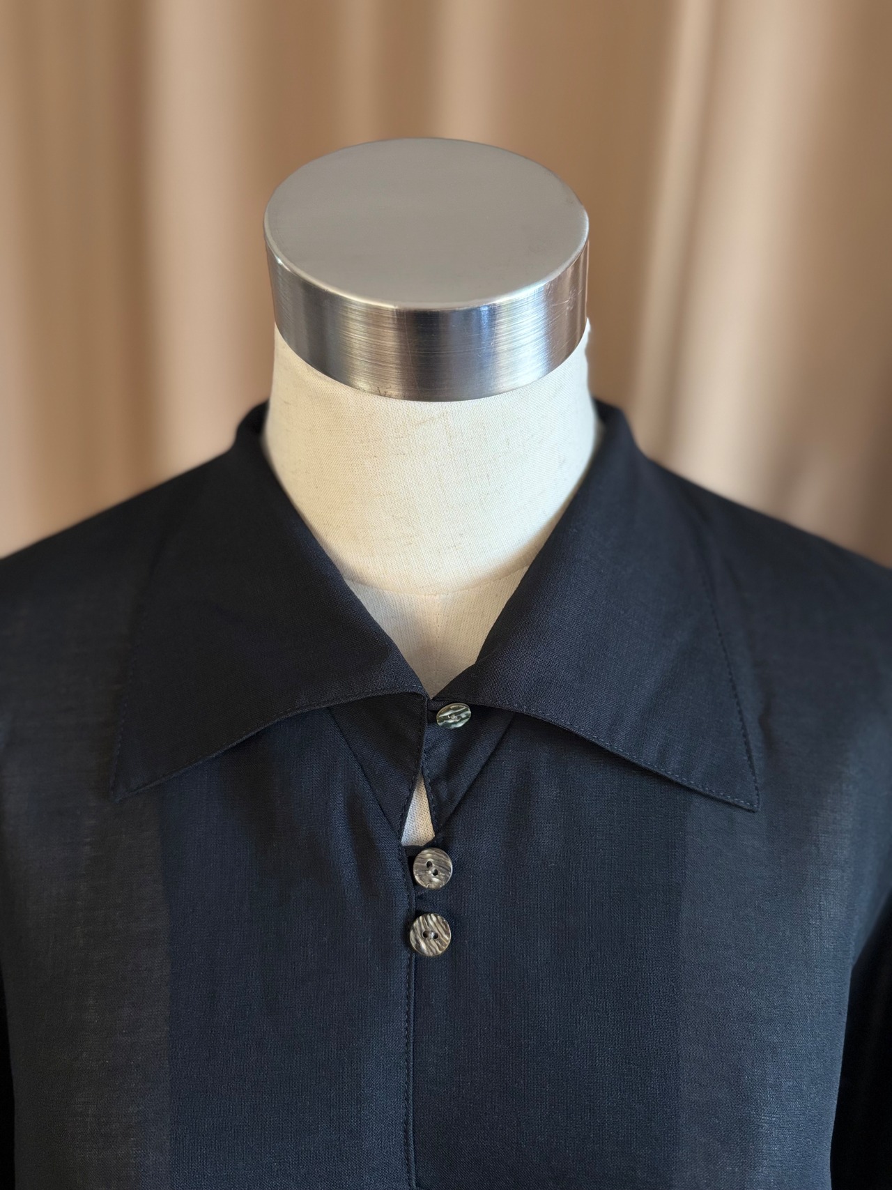 minimal black sheer button shirt-5159-8