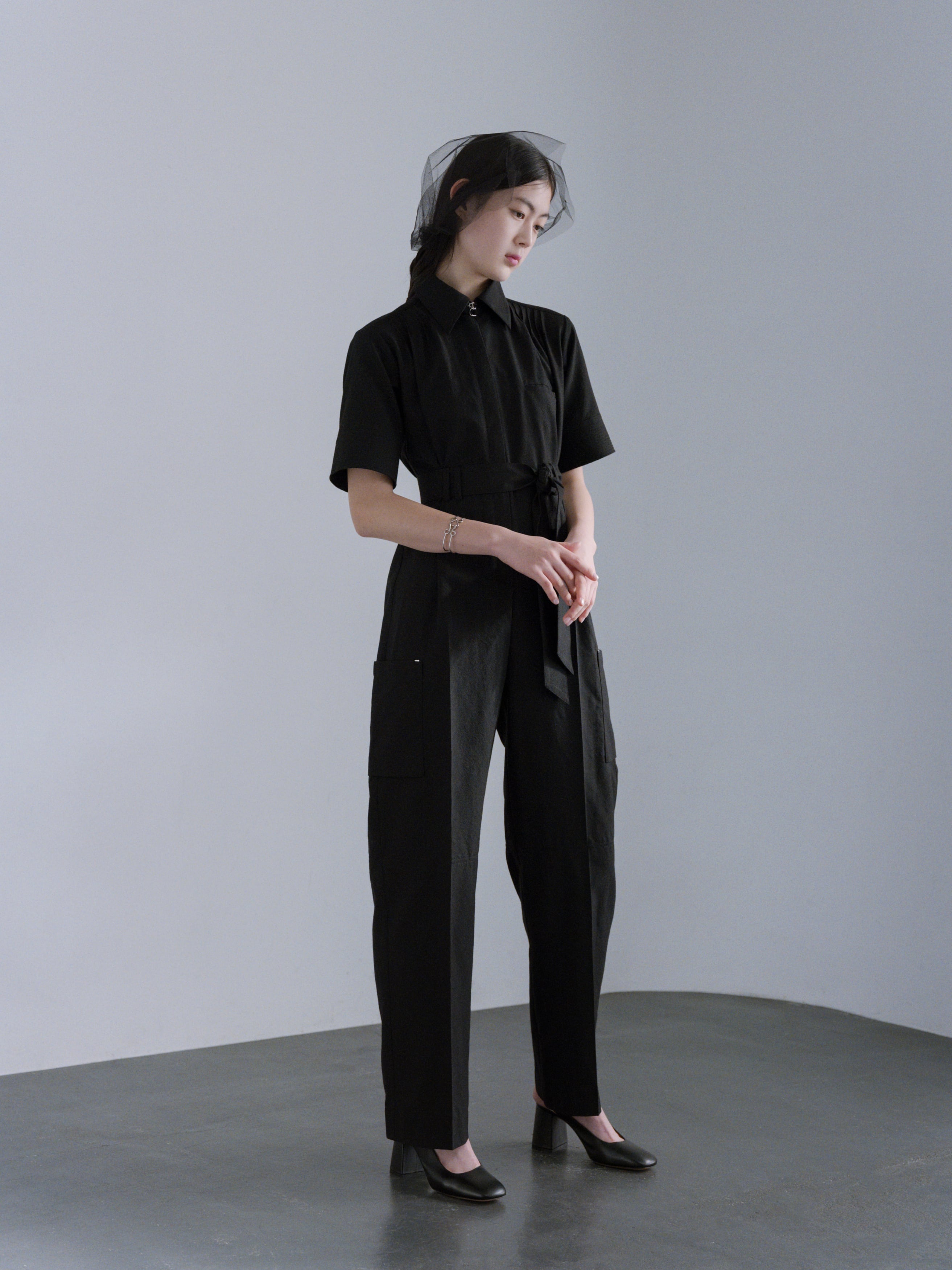 ritsuko karita Work clothes wool jumpsuit〔plain〕/ black | physis