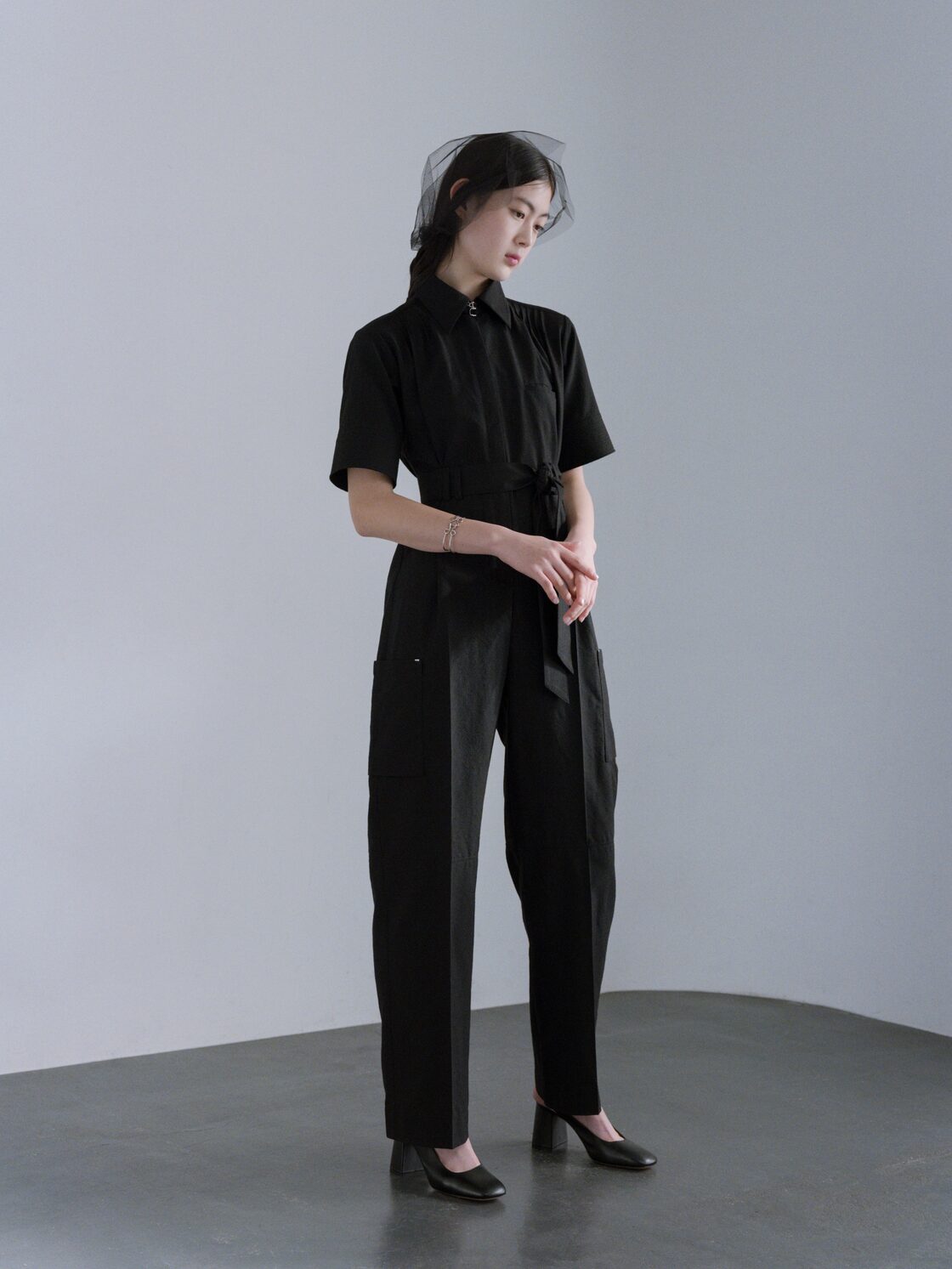 ritsuko karita Work clothes wool jumpsuit〔plain〕/ black | Pay ID