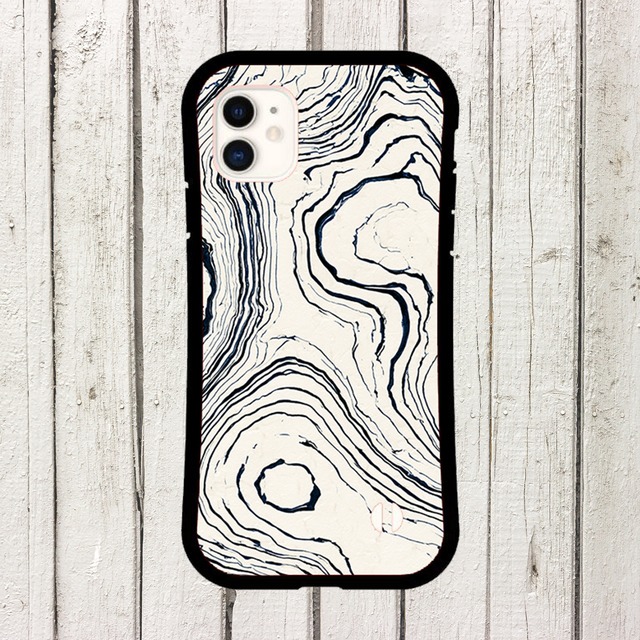 受注生産 iPhoneケース 白黒の年輪マーブル｜マーブルアート PABS079C