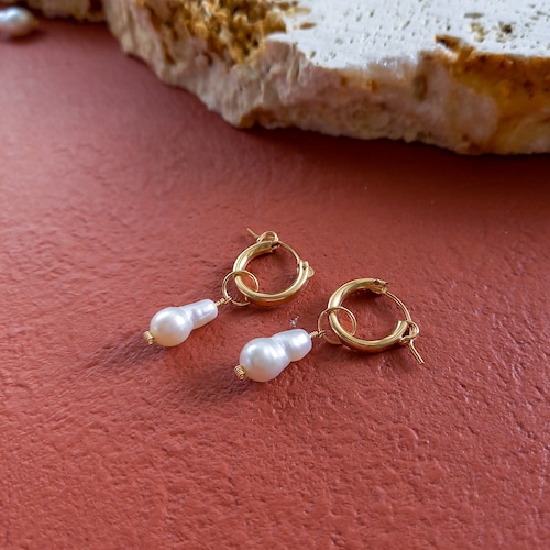 14kgf*Baroque Pearls hoop earrings / pierced earrings