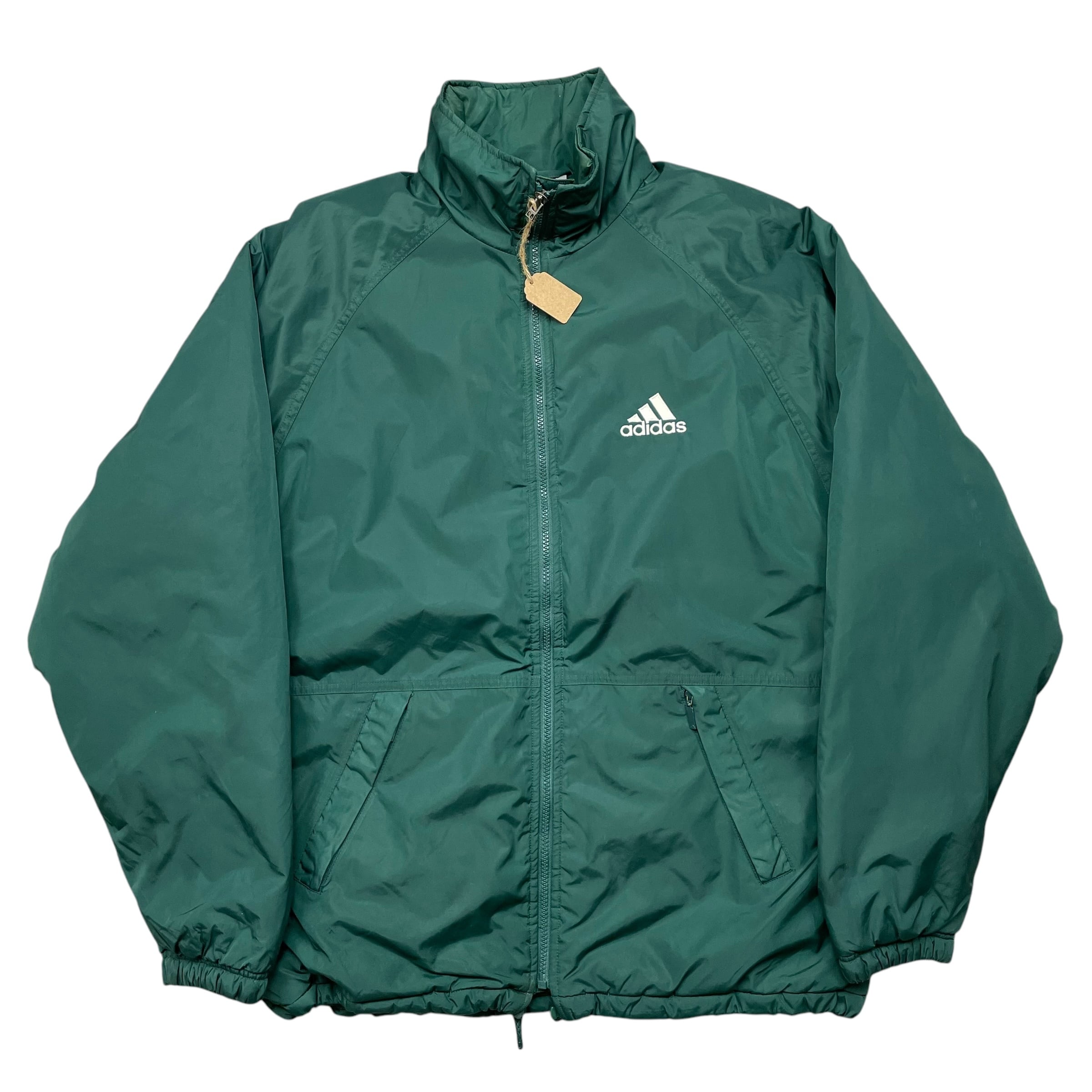 《S》 adidas アディダス ジャケット アウター ワンポイント 刺繍ロゴ グリーン 90年代 vintage no.5176