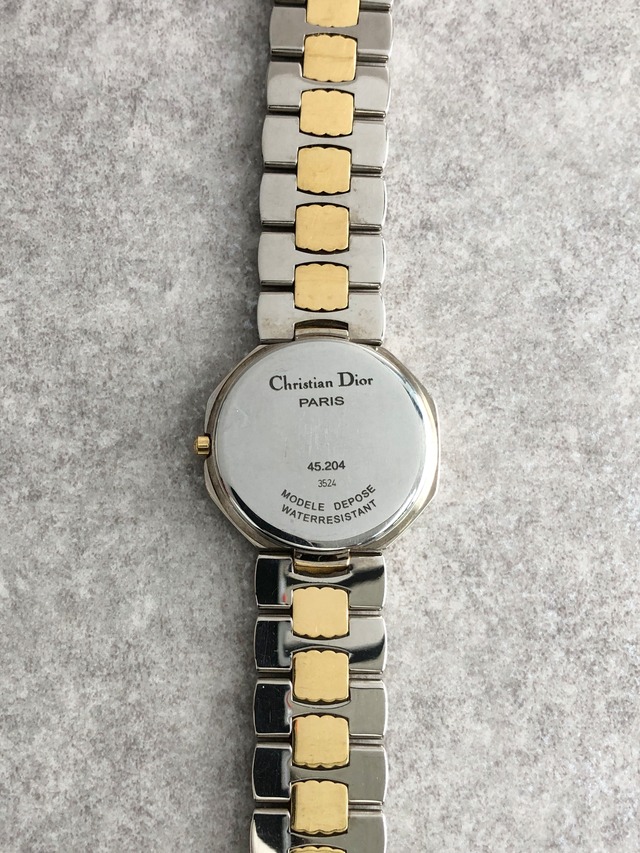 Christian Dior クリスチャン ディオール 腕時計 シルバー ゴールド オクタゴン ステンレススチール 45.204 クウォーツ vintage ヴィンテージ オールド 7f63by