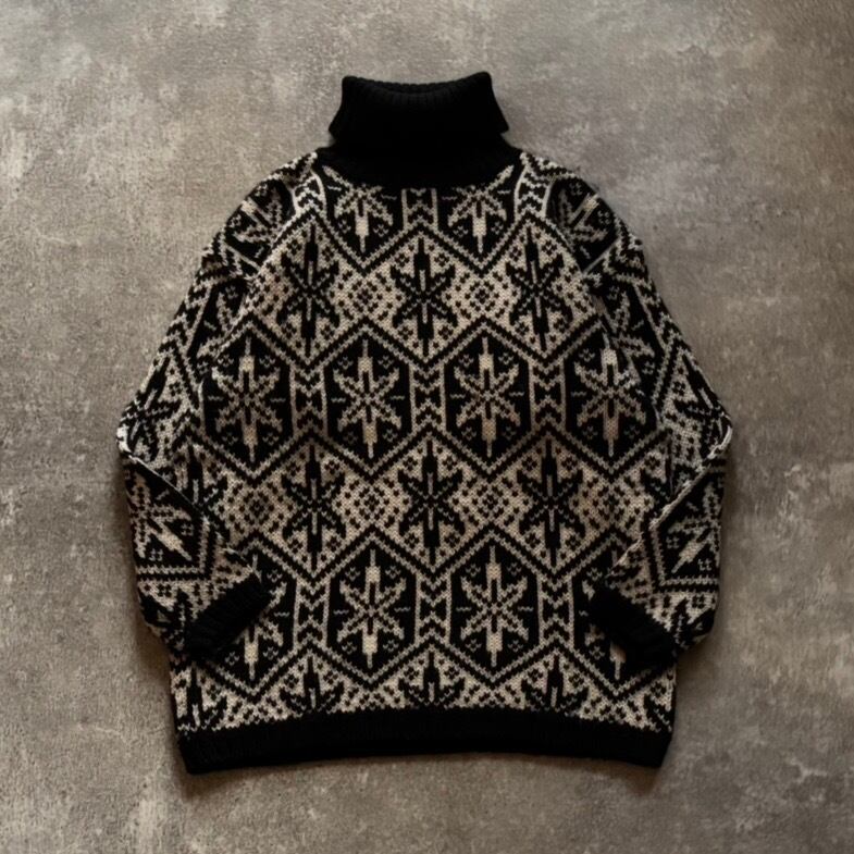 90s GAP Nordic Patterned Turtle Neck Wool Knit | PIXIE