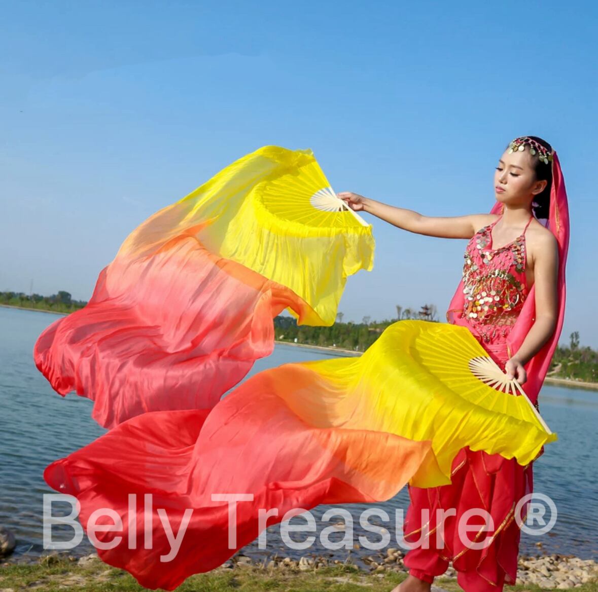 左右2本シルクファンベール イエロー/オレンジ/レッド DTXJ 202411