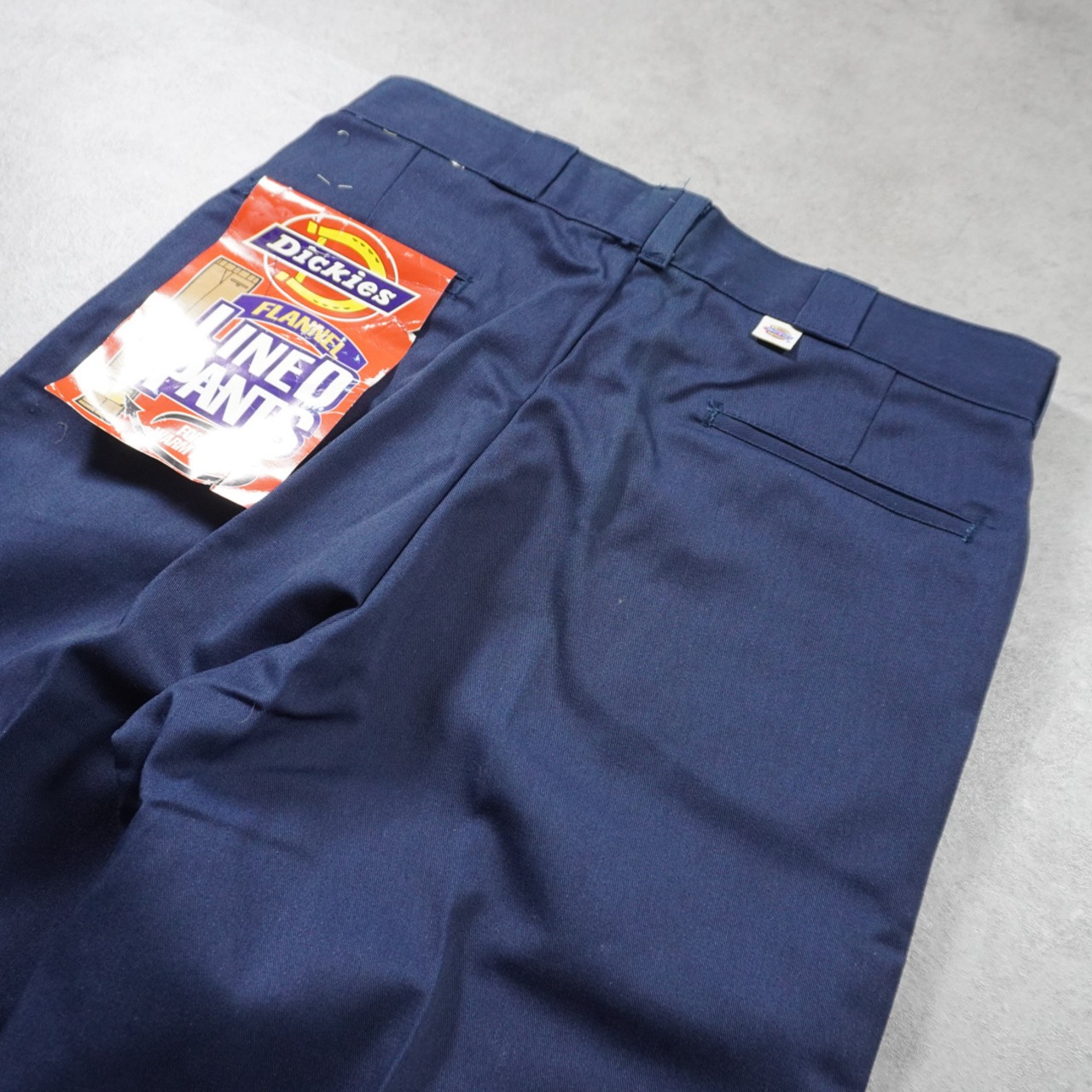【DEAD STOCK】80s Dickies 874 Flannel Lined work pants "made in USA" navy W36L32 古着 - 7