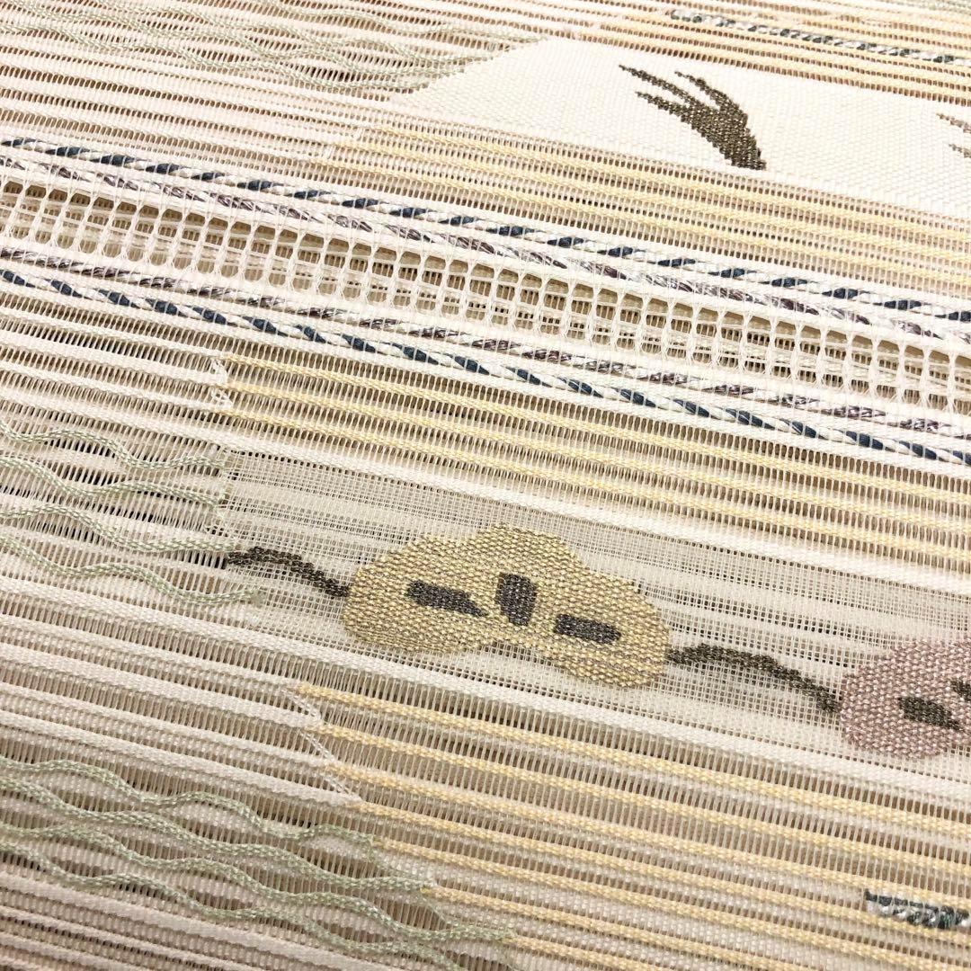 夏帯 名古屋帯 絽 横段抽象模様 松 乳白色 O-2868 | リユース着物わびさび 