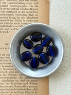 フランス アンティーク ガラスビーズ 14mm前後 2個セット コバルトブルー デッドストック アクセサリーパーツ