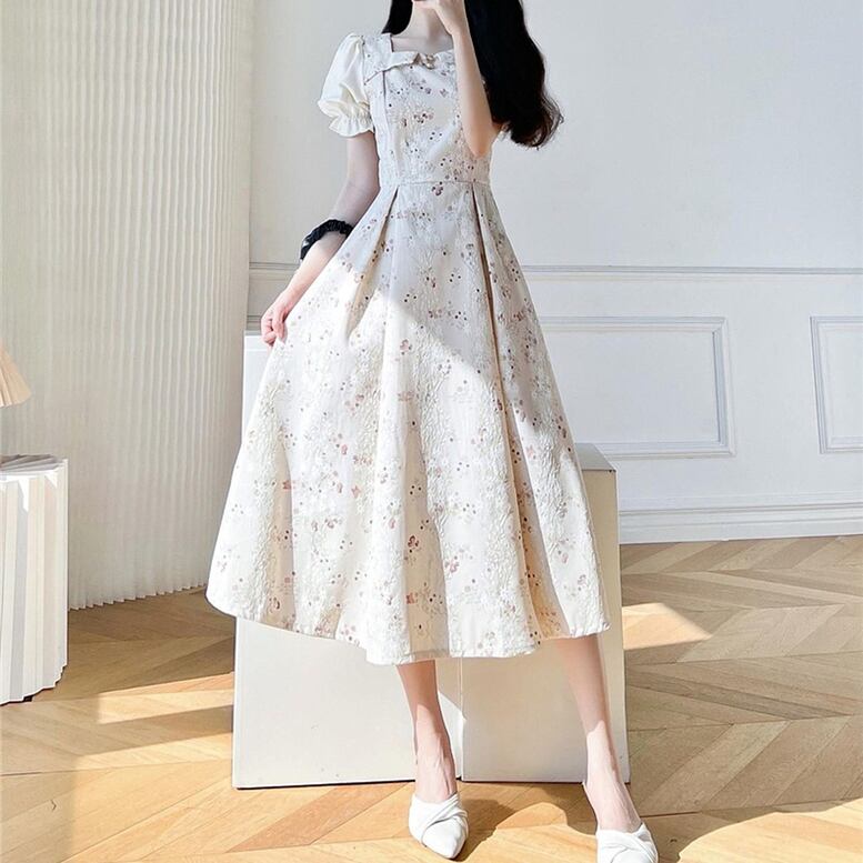 レディース ワンピース 花柄ロングワンピース フレア 半袖 レディース ワンピース 花柄ロングワンピース フレア 半袖