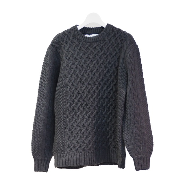 Momgplian wool Aran sweater(blue grey)