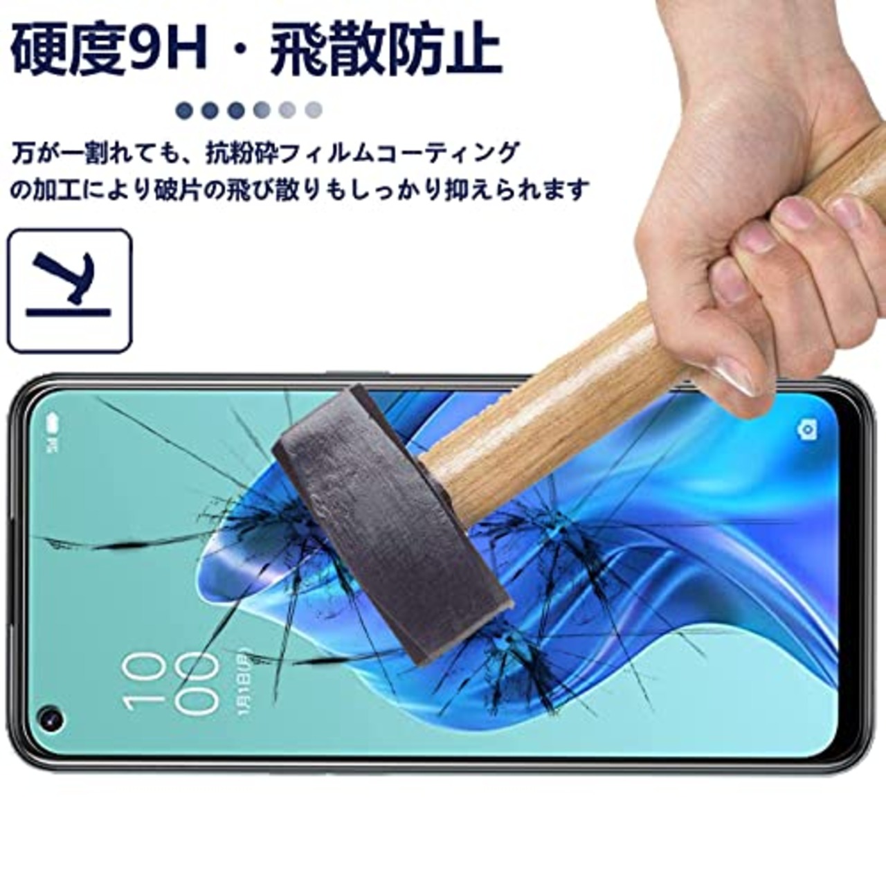 OPPO Reno5A 用の フィルム 強化ガラス 2枚セット + レンズ保護 フィルム [ 旭硝子製 ] [ 落としても割れない ] [ 硬度9H ]